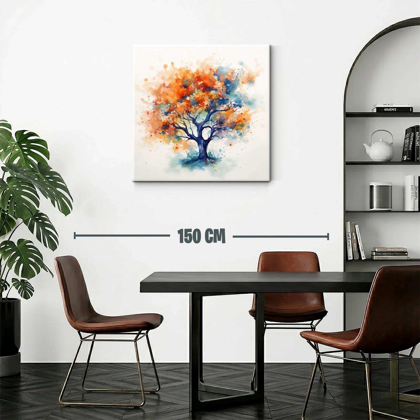 Árbol abstracto en vibrantes tonos otoñales y azules — miniatura 2