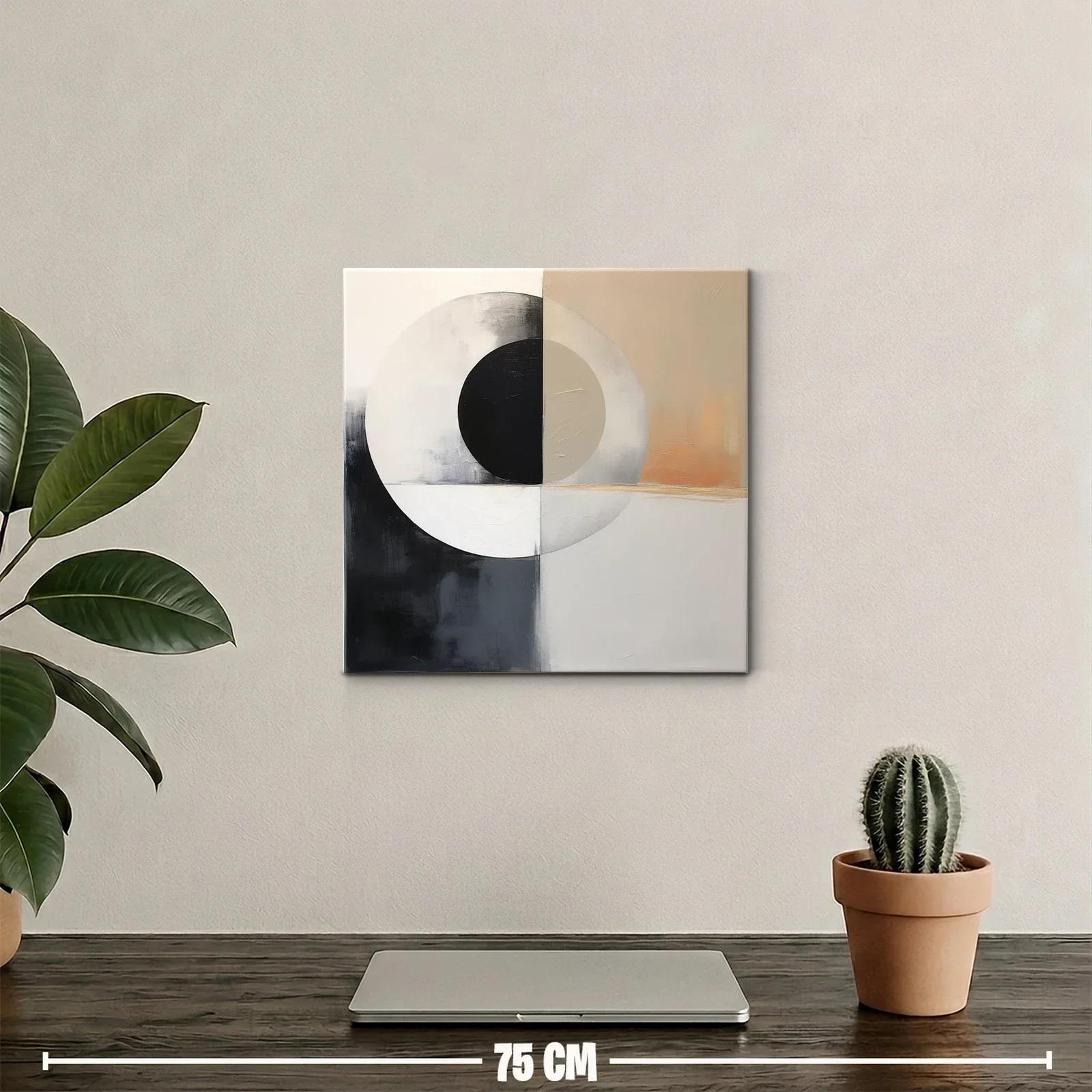 Cuadro Abstracto con Círculos y Tonos Neutros — miniatura 2