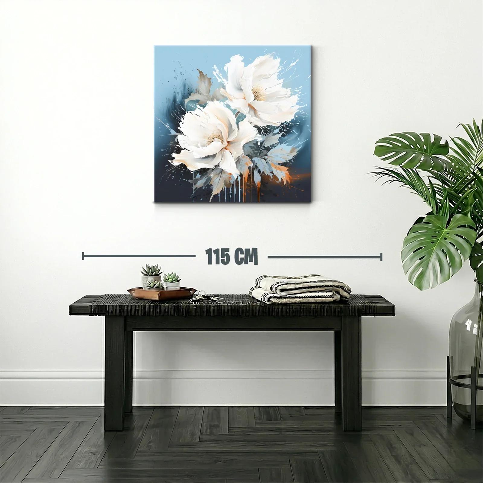 Cuadro floral en tonos suaves y vibrantes azules — miniatura 2
