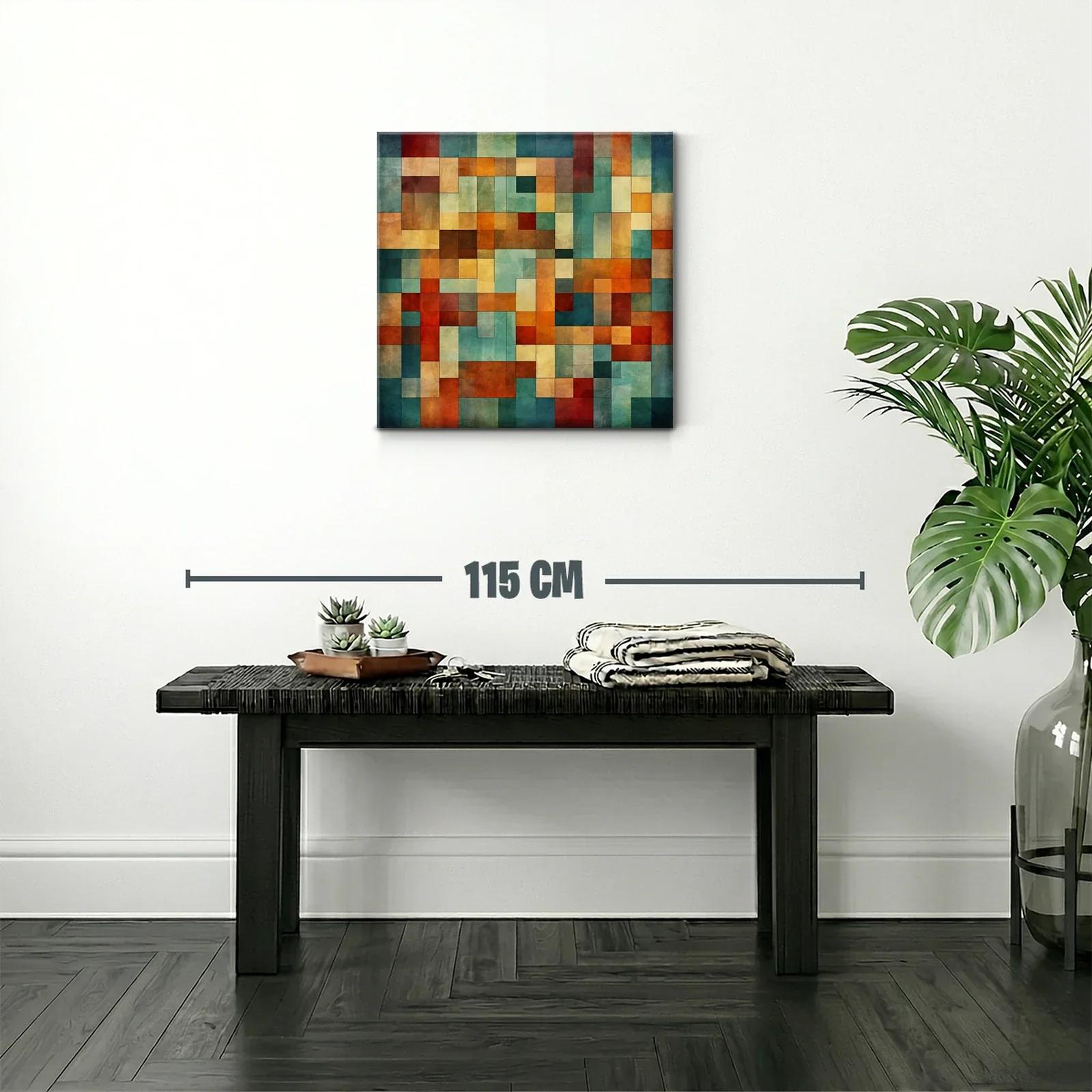 Composición abstracta con bloques en tonos cálidos y frescos — miniatura 2