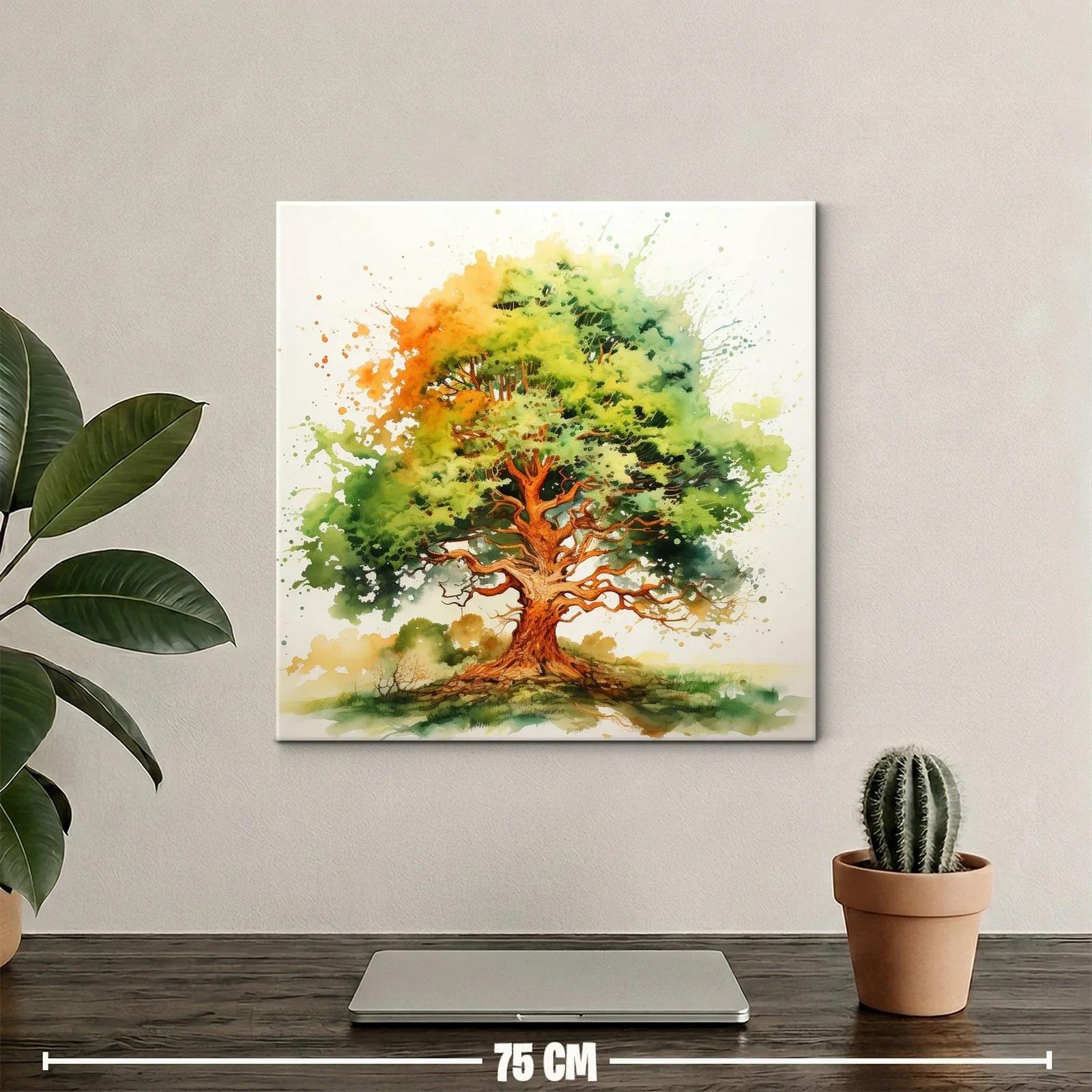 Árbol vibrante con follaje en tonos verdes y naranjas — miniatura 2