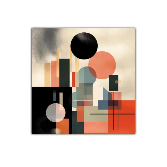 Cuadro decorativo con formas geométricas y paleta cálida