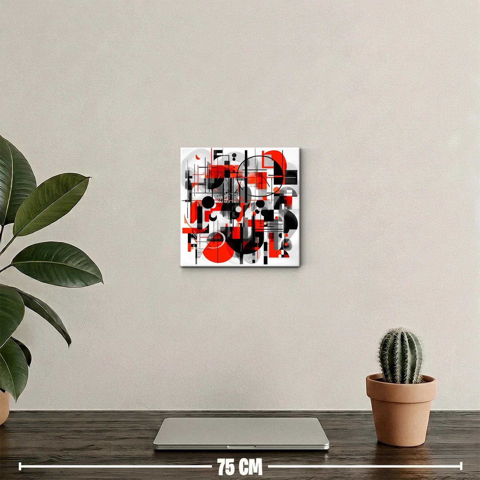 Composición geométrica en rojo negro y gris para espacios modernos — miniatura 2