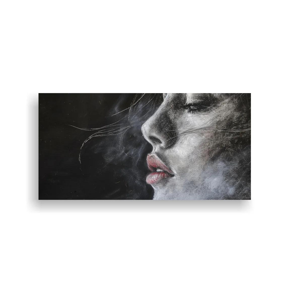 Cuadro rostro de mujer en perfil con velos de humo