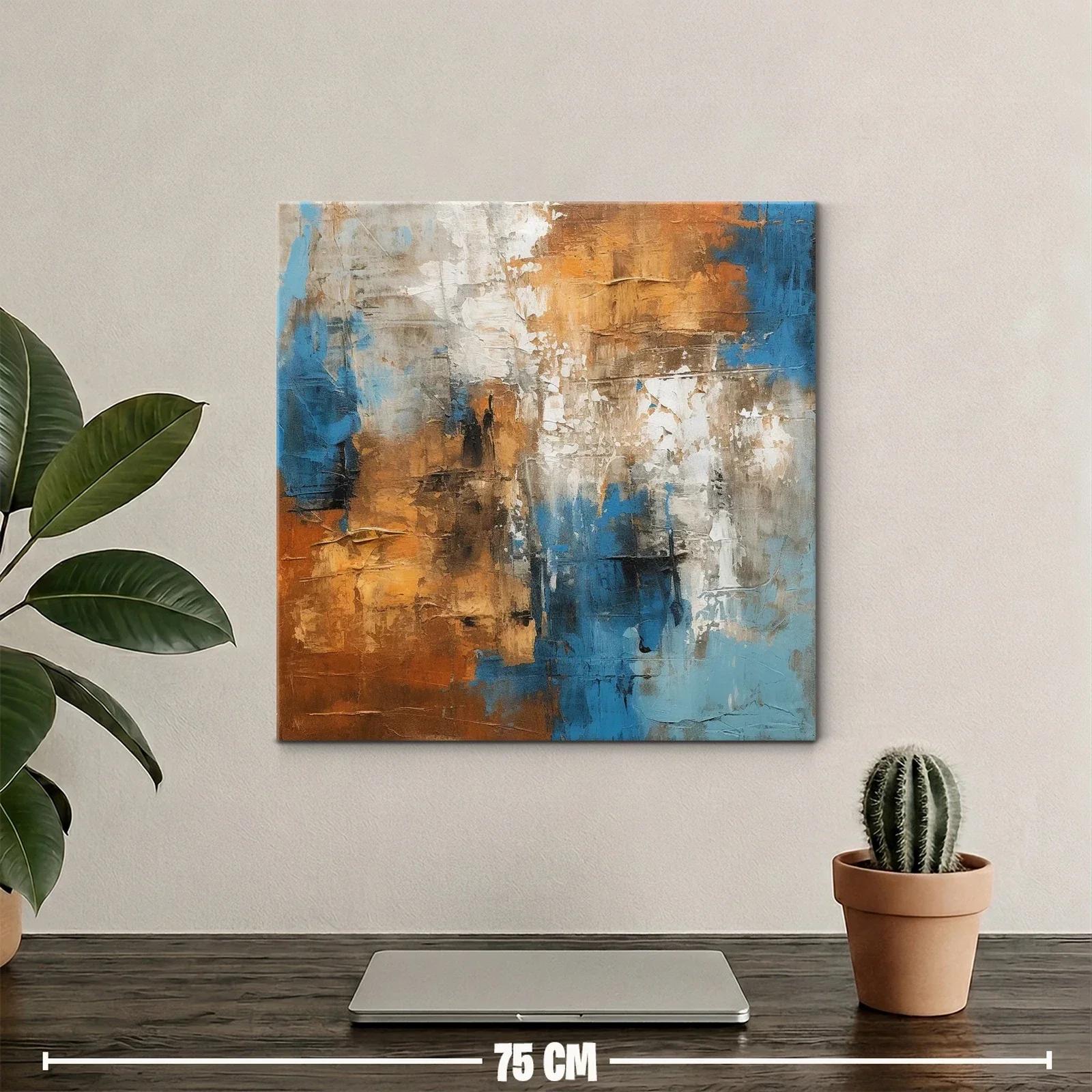 Composición abstracta con tonos tierra y azul vibrante — miniatura 2