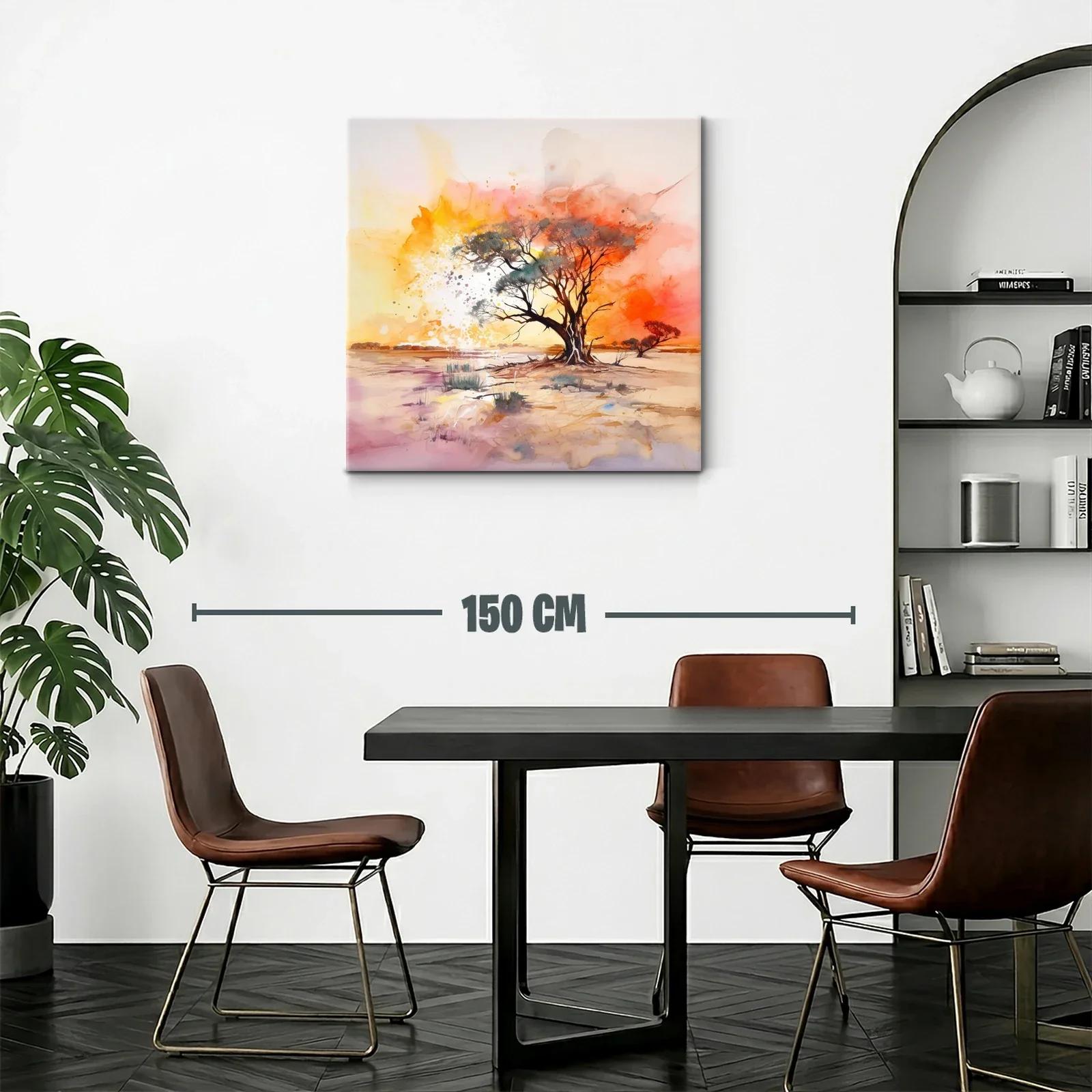 Paisaje de árbol solitario al atardecer en tonos cálidos — miniatura 2