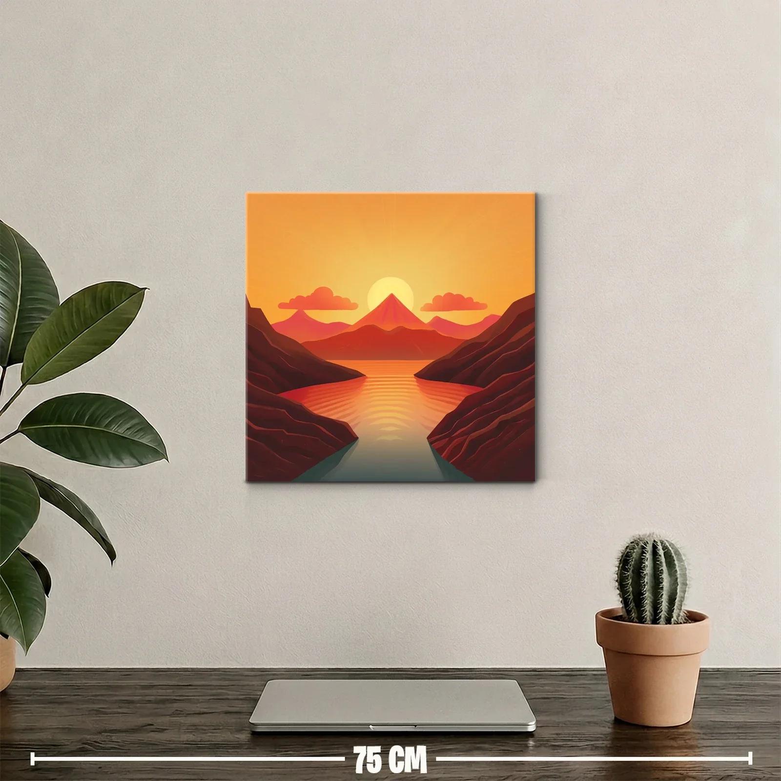 Paisaje cálido con montaña y lago al atardecer — miniatura 2