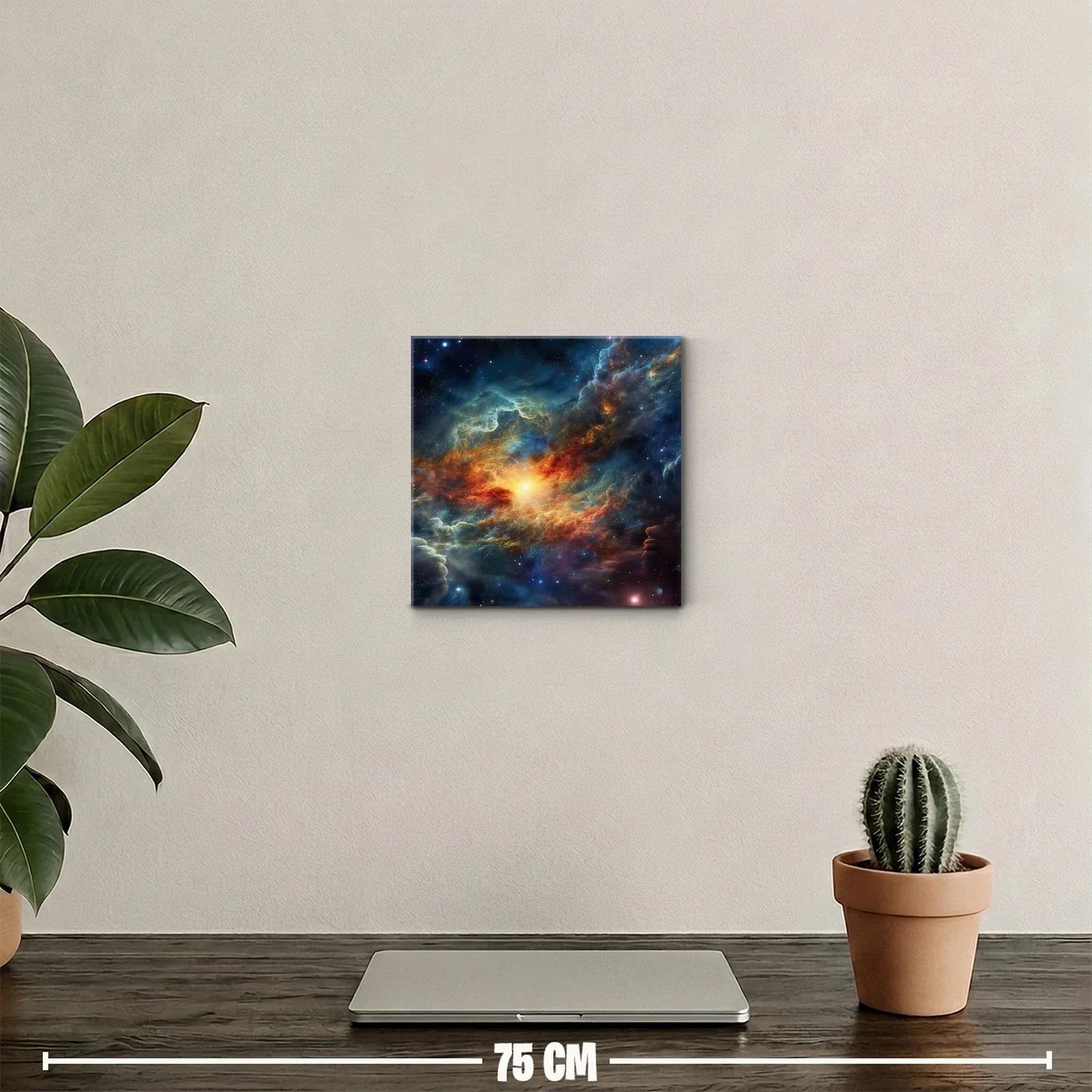 Cuadro galaxia cósmica con luz vibrante al centro — miniatura 2