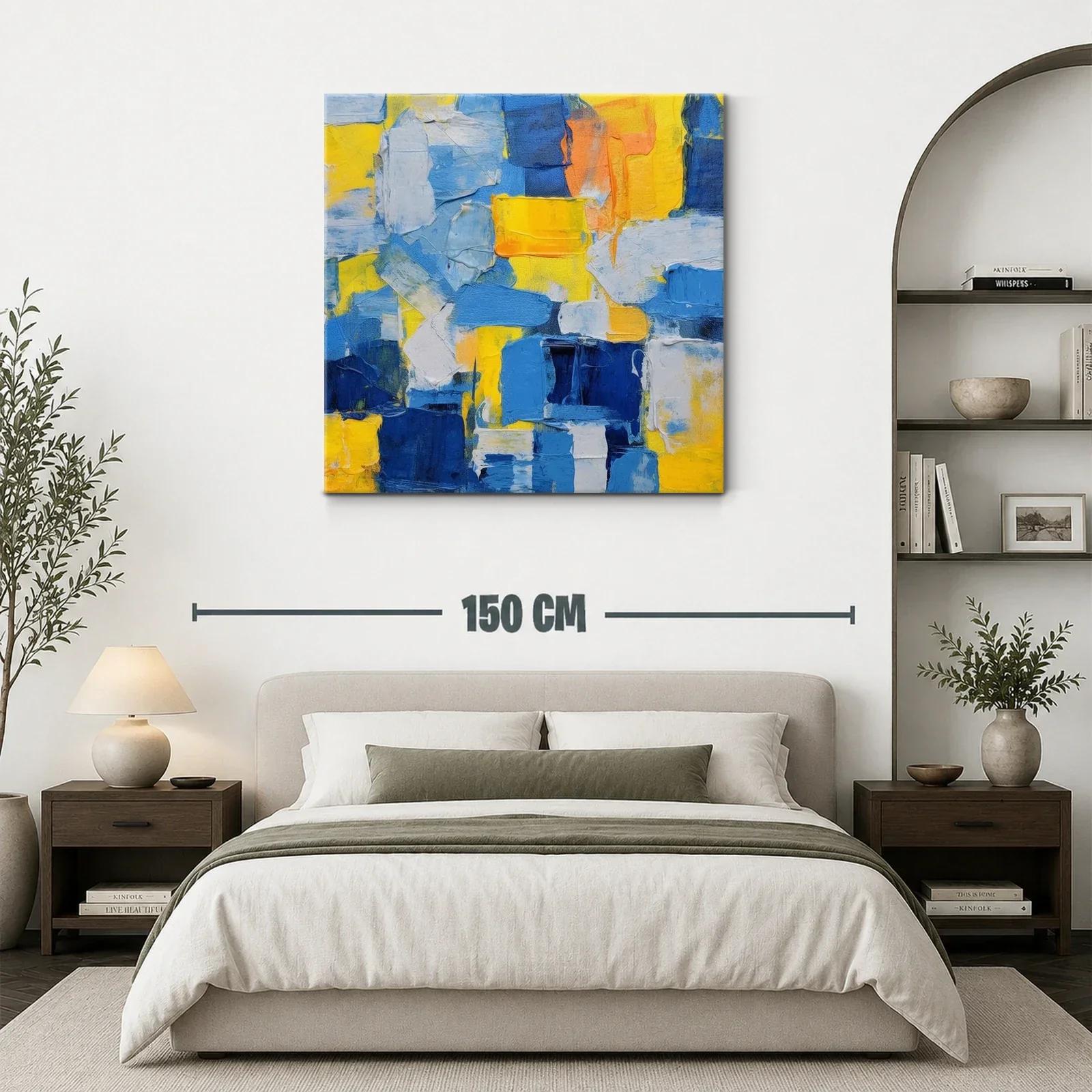 Cuadro abstracto con predominio de tonos azules y amarillos — miniatura 3