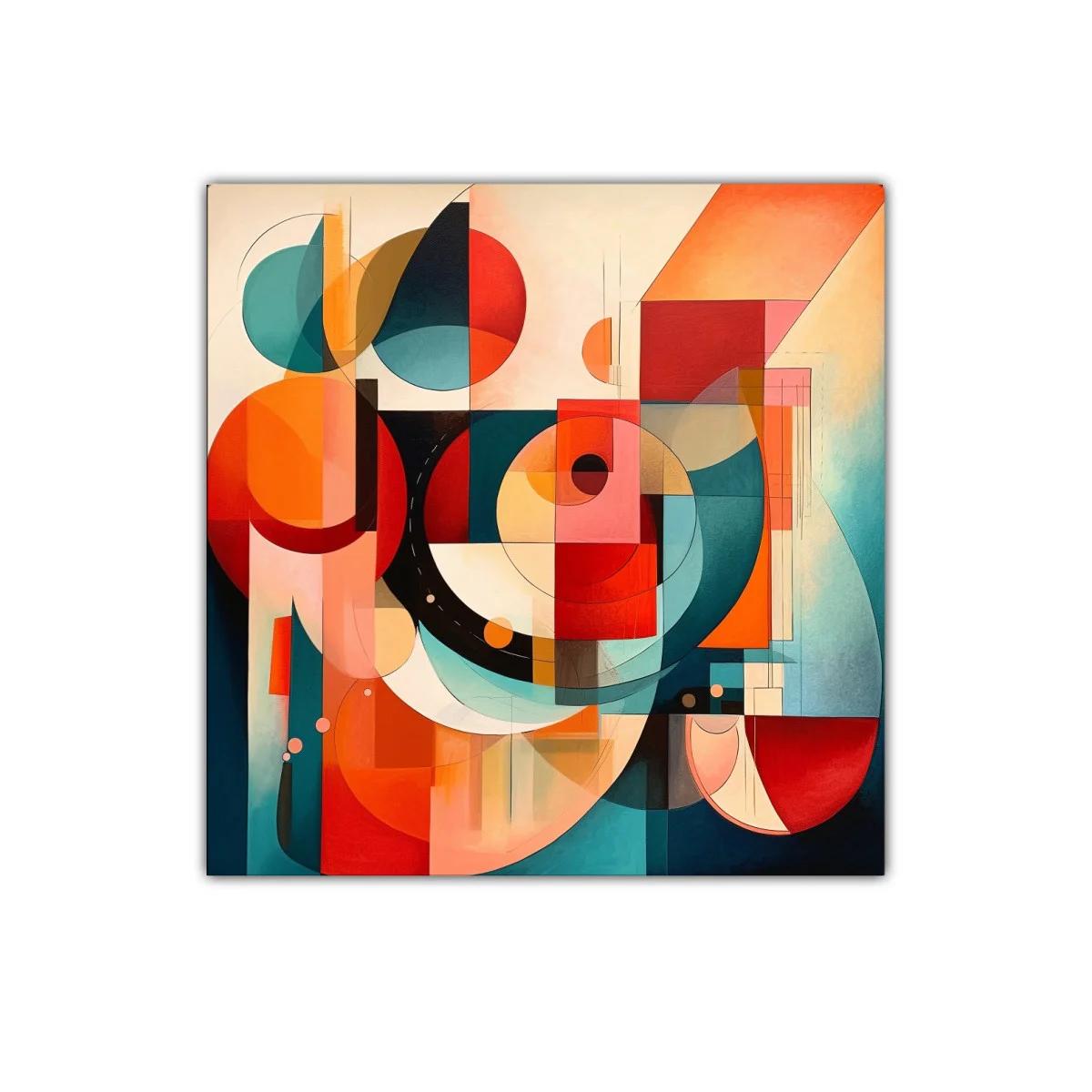 Composición abstracta con formas geométricas y colores vibrantes
