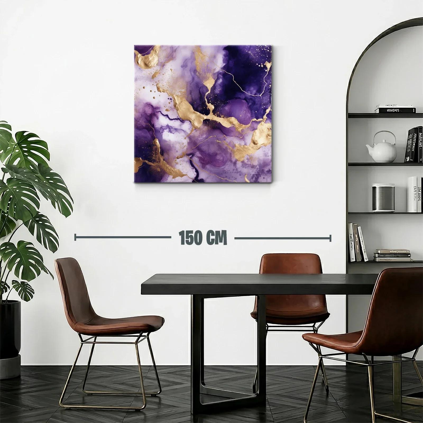 Arte abstracto en tonos púrpura y dorado elegante y moderno — miniatura 2
