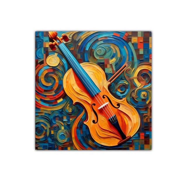 Cuadro decorativo con violín y formas abstractas coloridas