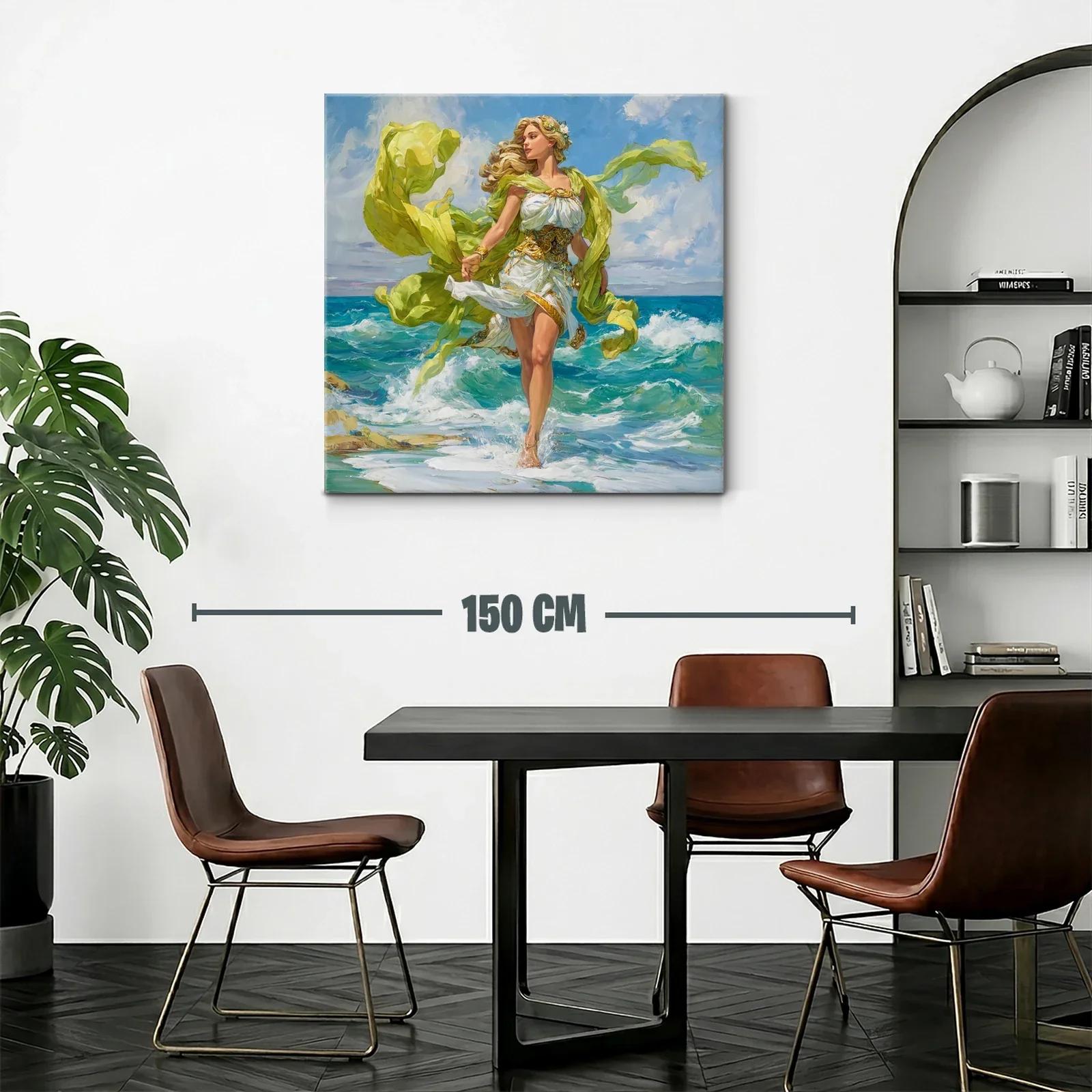Figura femenina en movimiento junto al mar con tonos vivos — miniatura 2