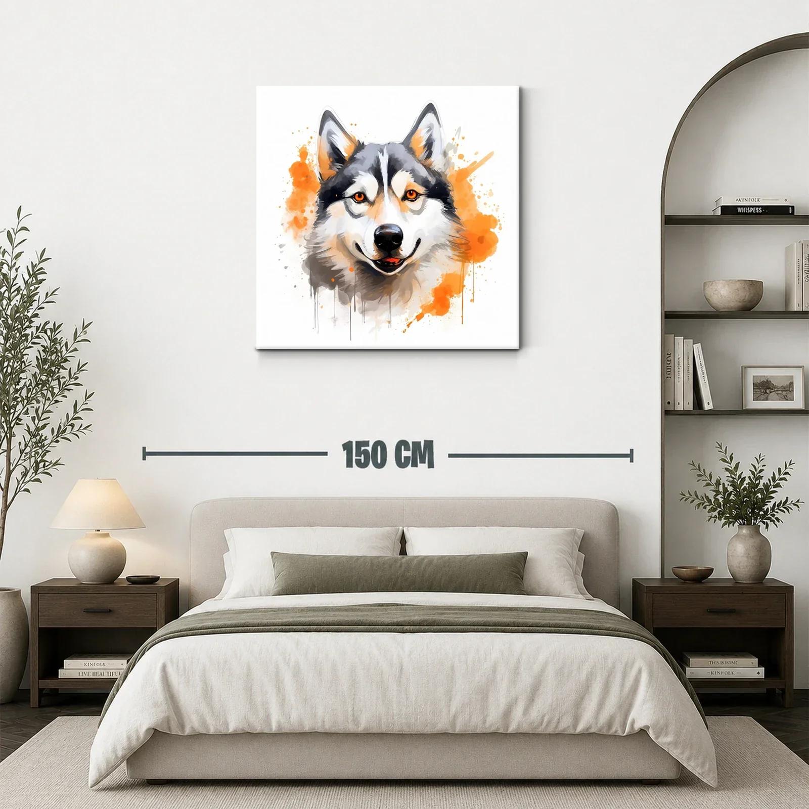 Retrato vibrante de un lobo con toques naranjas — miniatura 3