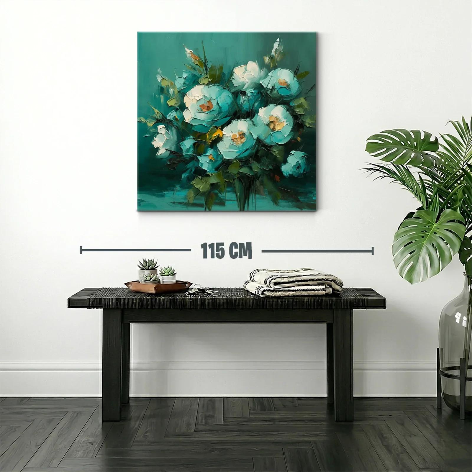 Cuadro floral en tonos verdes y azules suaves — miniatura 2