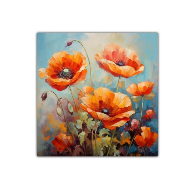 Cuadro decorativo con flores de amapola vibrantes y coloridas