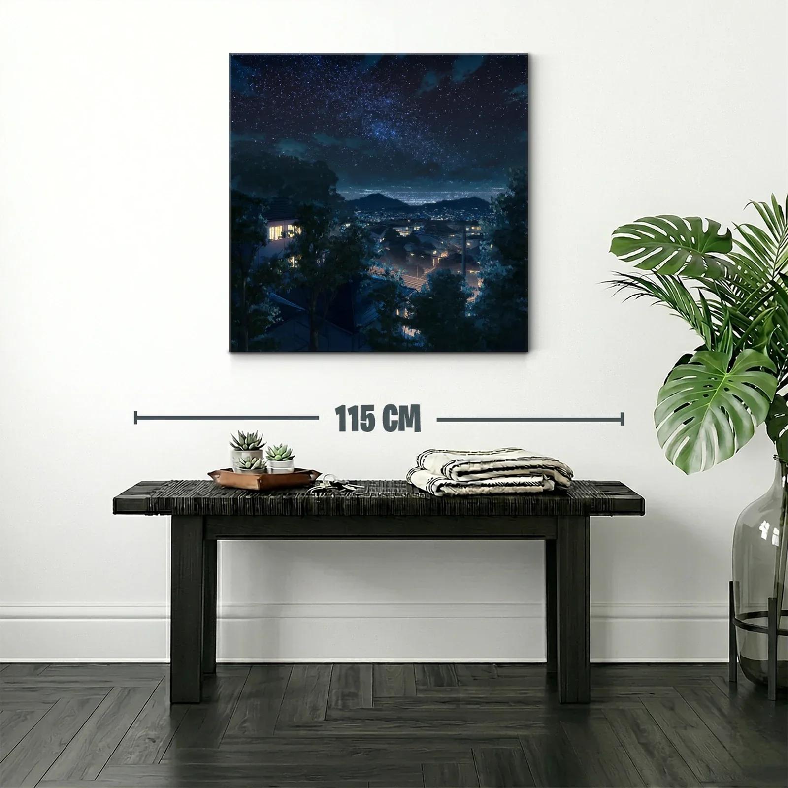 Cielo estrellado sobre ciudad tranquila nocturna — miniatura 2