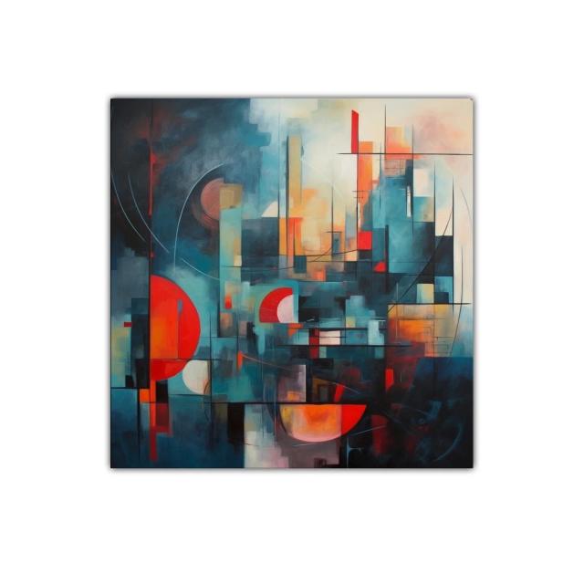 Composición abstracta con formas geométricas y colores vibrantes