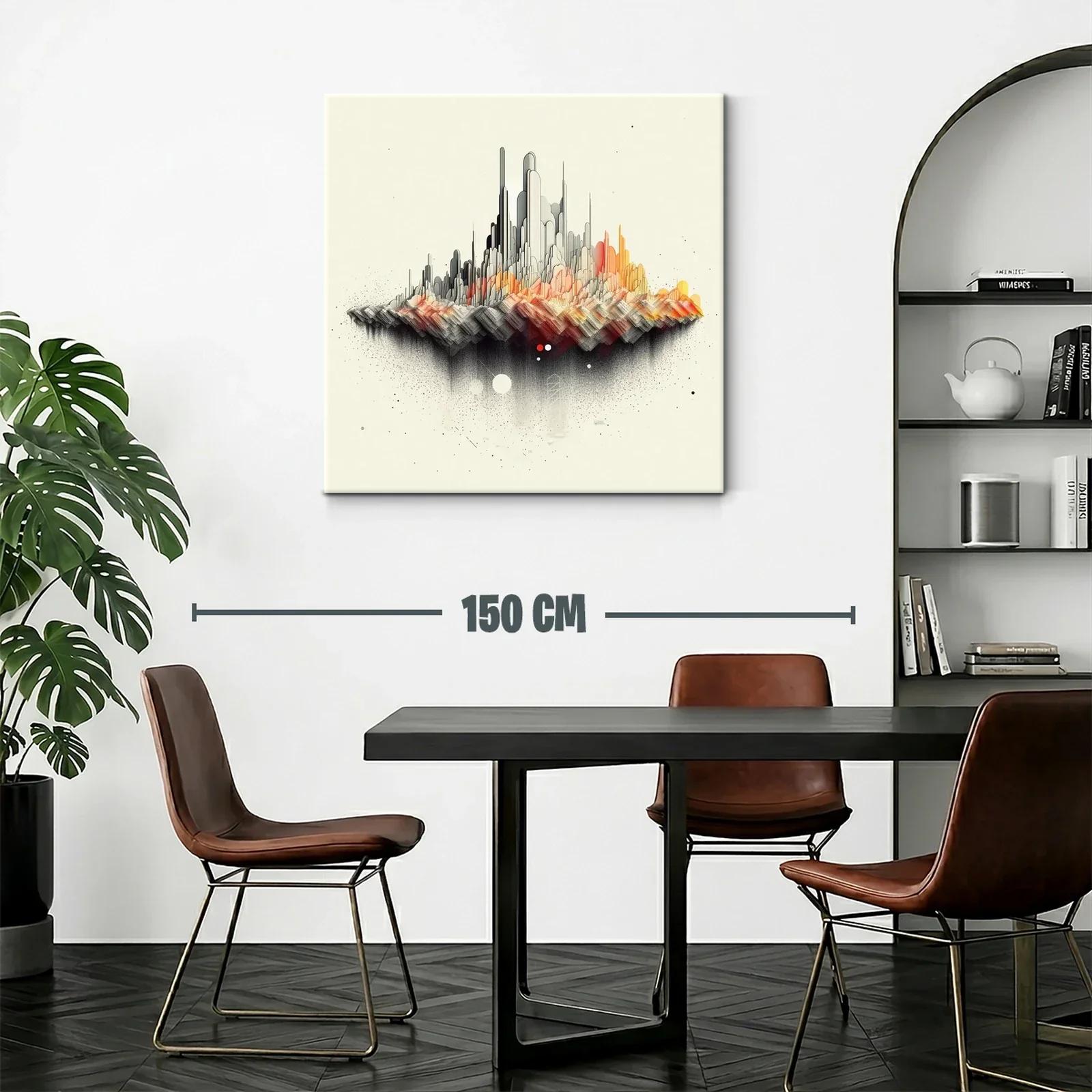 Paisaje abstracto de ciudad flotante con tonos cálidos y grises — miniatura 2