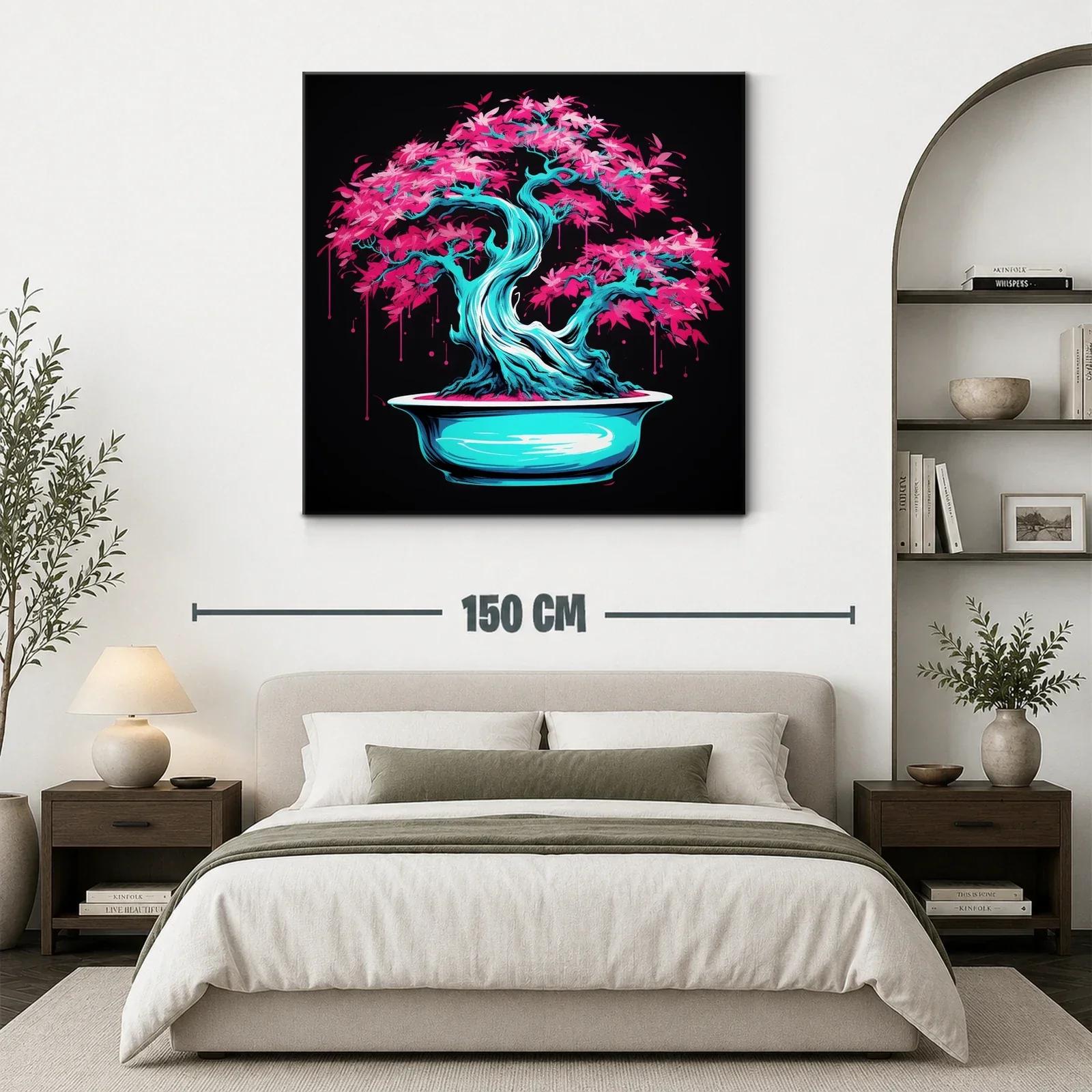Árbol bonsái vibrante con tonos azul y rosa eléctrico — miniatura 3