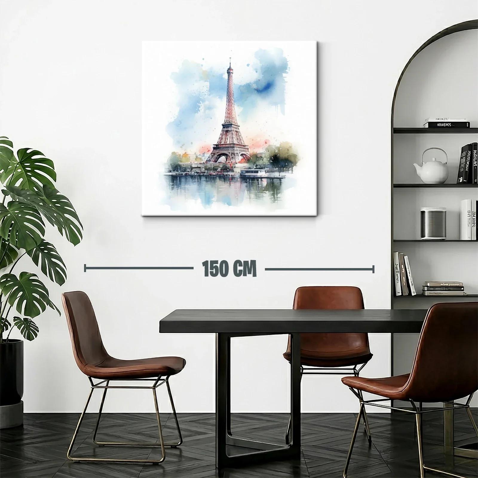 Eiffel Tower en acuarela con tonos suaves y vibrantes — miniatura 2