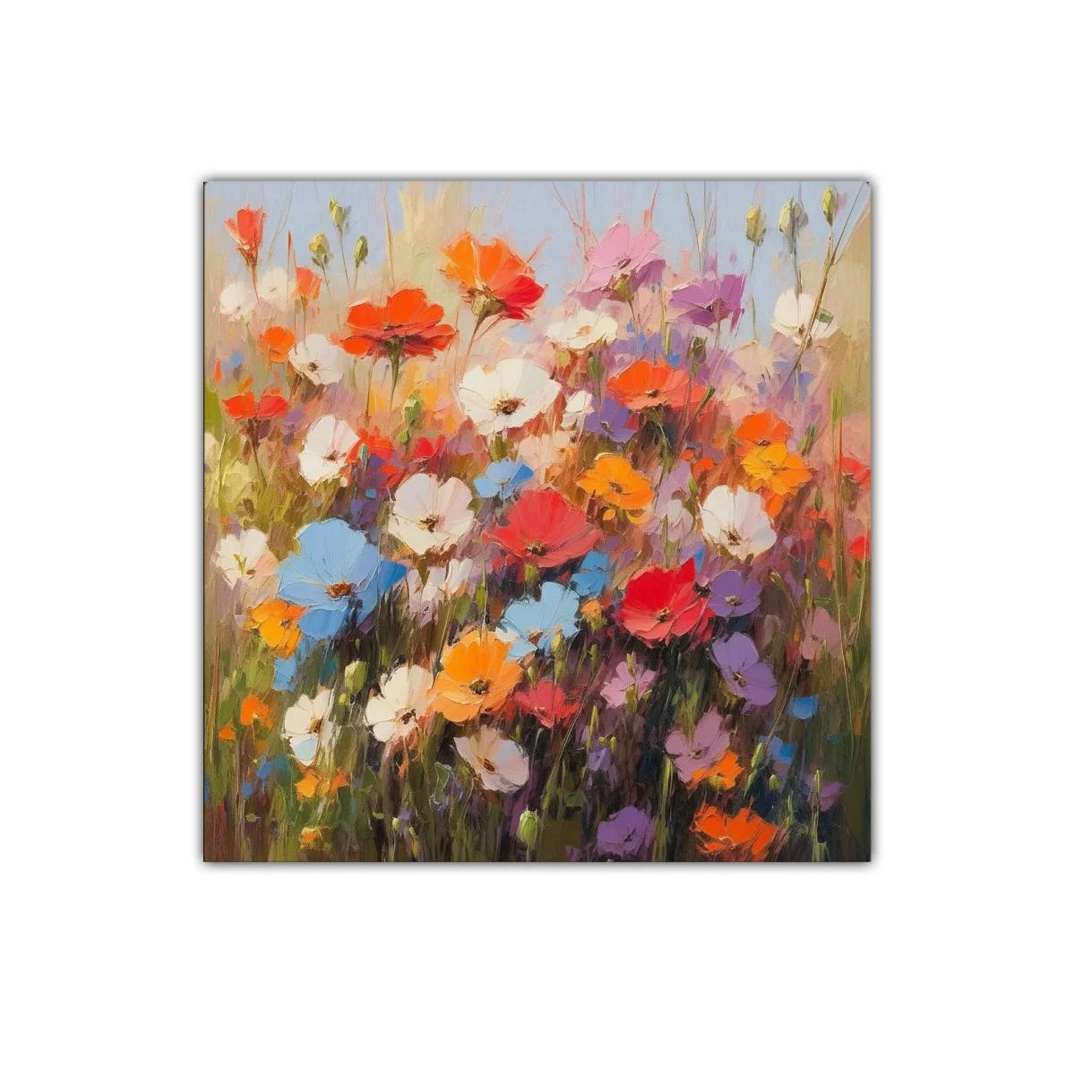 Campo de flores silvestres vibrantes y coloridas