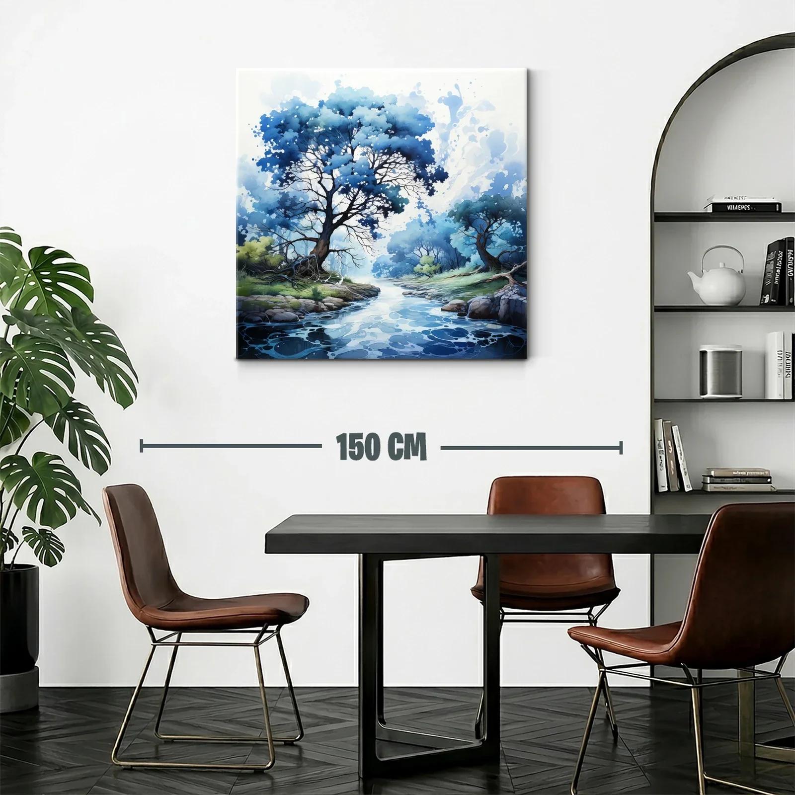 Paisaje sereno con árboles azules junto a río calmado — miniatura 2