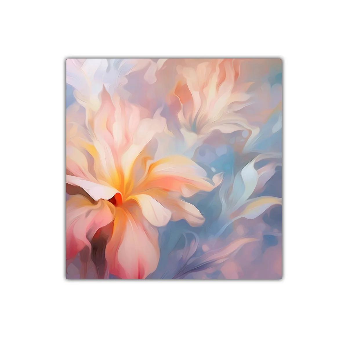 Cuadro decorativo con flores suaves y vibrantes en tonos pastel