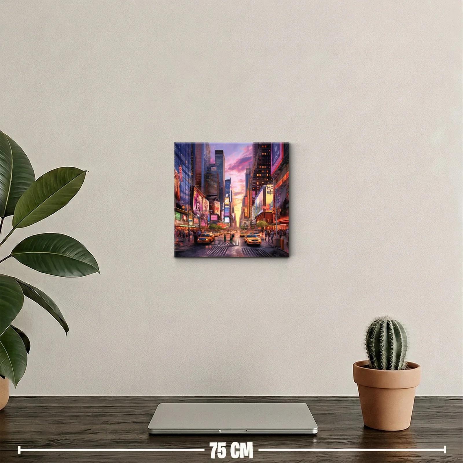 Atardecer vibrante en la ciudad con taxis amarillos — miniatura 2
