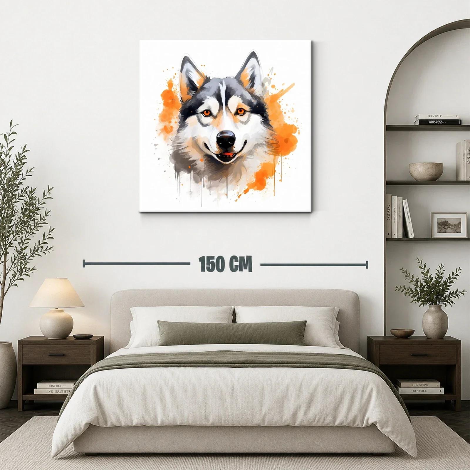 Retrato vibrante de un lobo con toques naranjas — miniatura 3