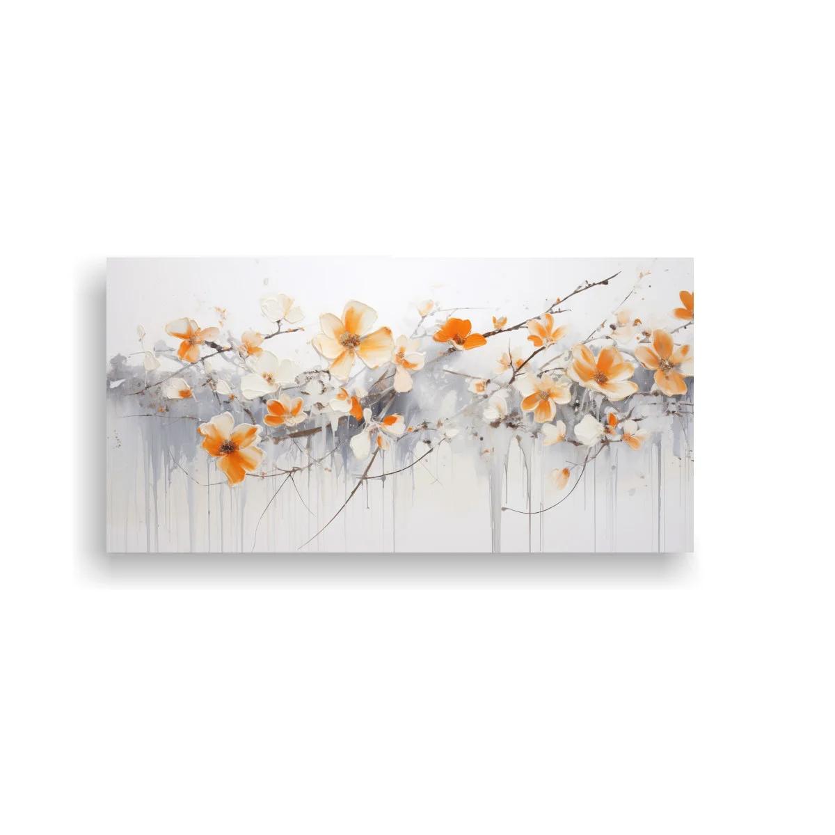 Cuadro flores naranjas con friso floral horizontal