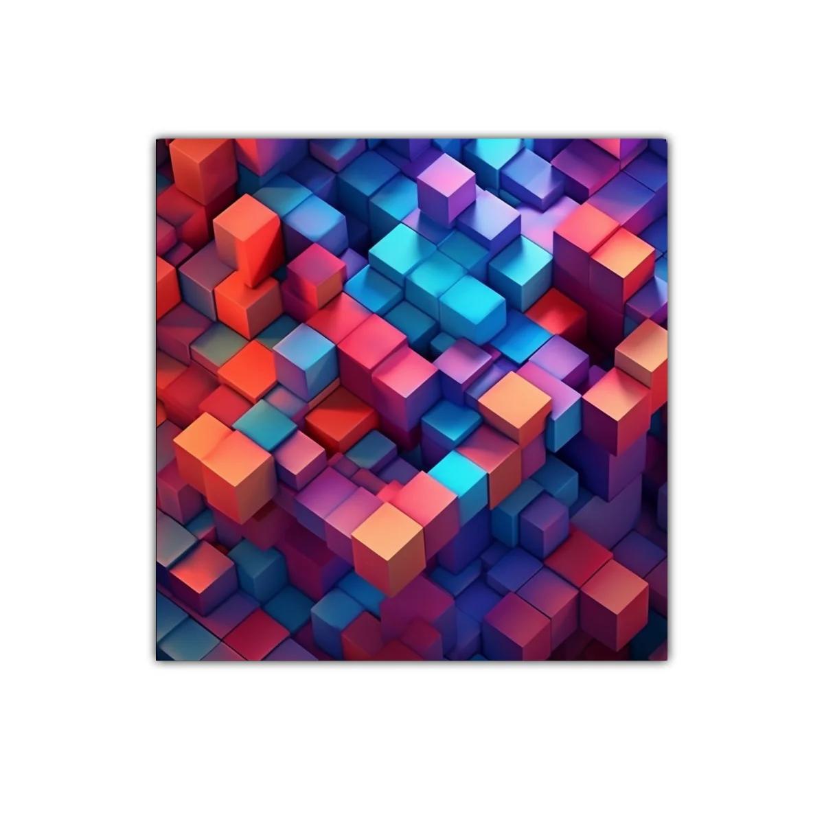 Composición geométrica vibrante con cubos tridimensionales coloridos