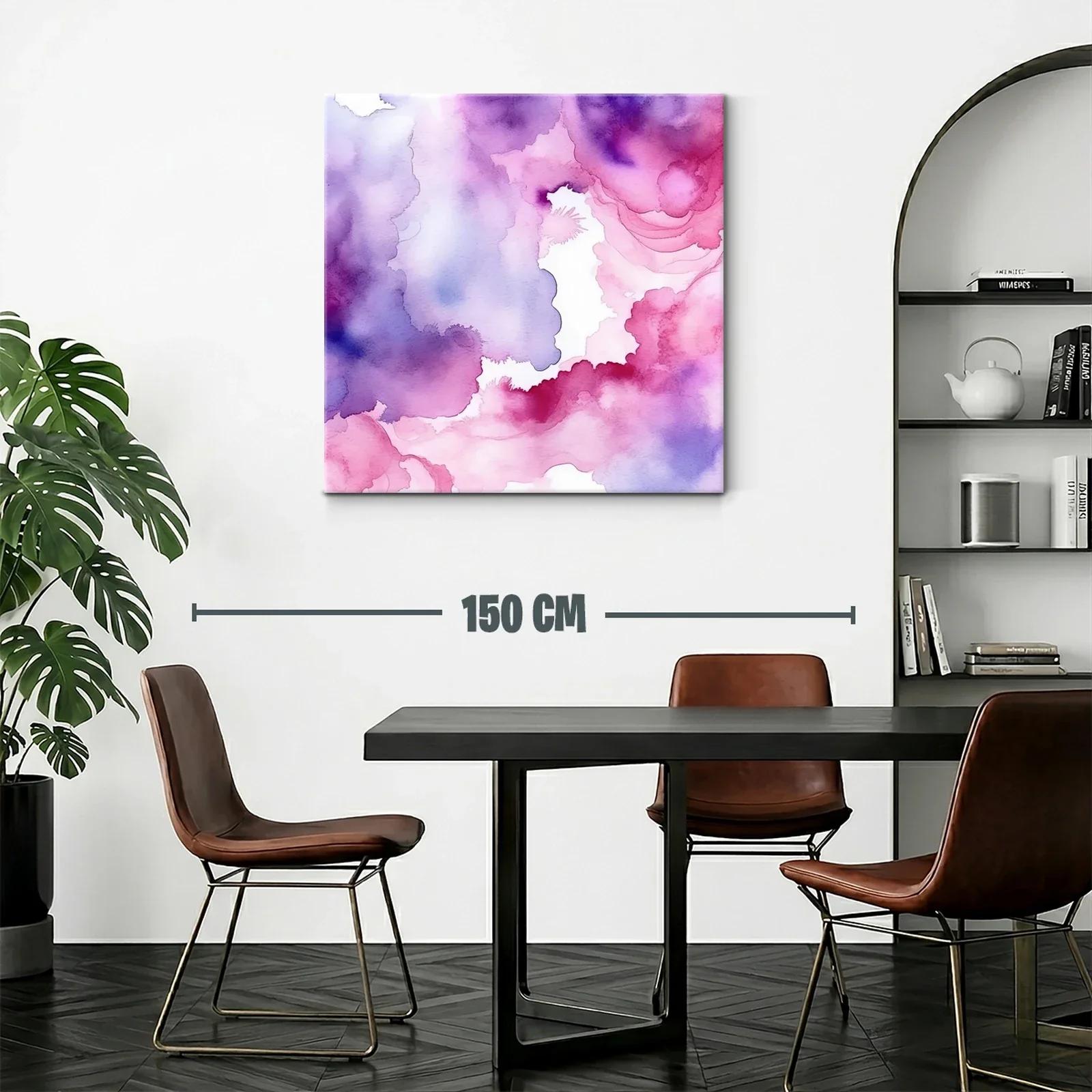 Cuadro abstracto con tonos morados y rosas vibrantes — miniatura 2