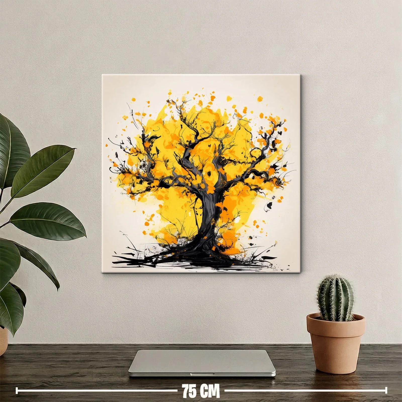 Árbol vibrante con hojas doradas en composición expresiva — miniatura 2