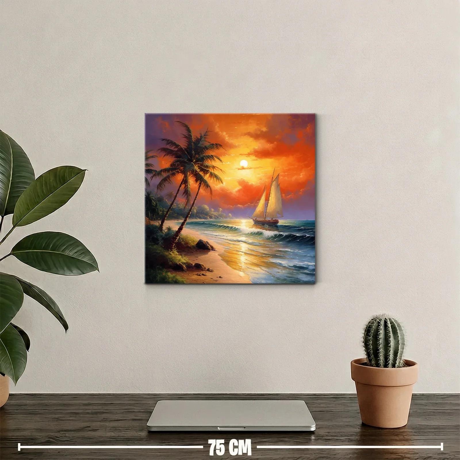 Atardecer tropical con velero navegando en el mar — miniatura 2