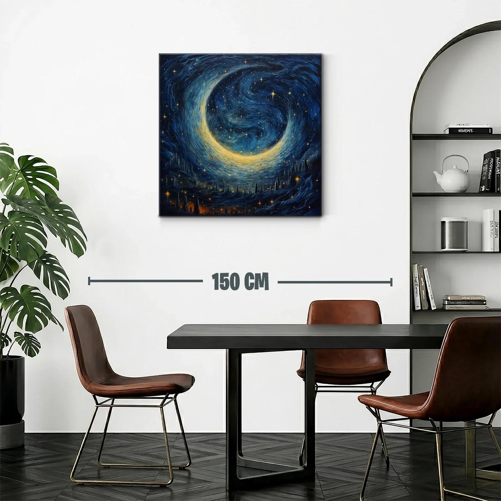 Inspirador cielo estrellado con luna brillante y galaxias en movimiento — miniatura 2
