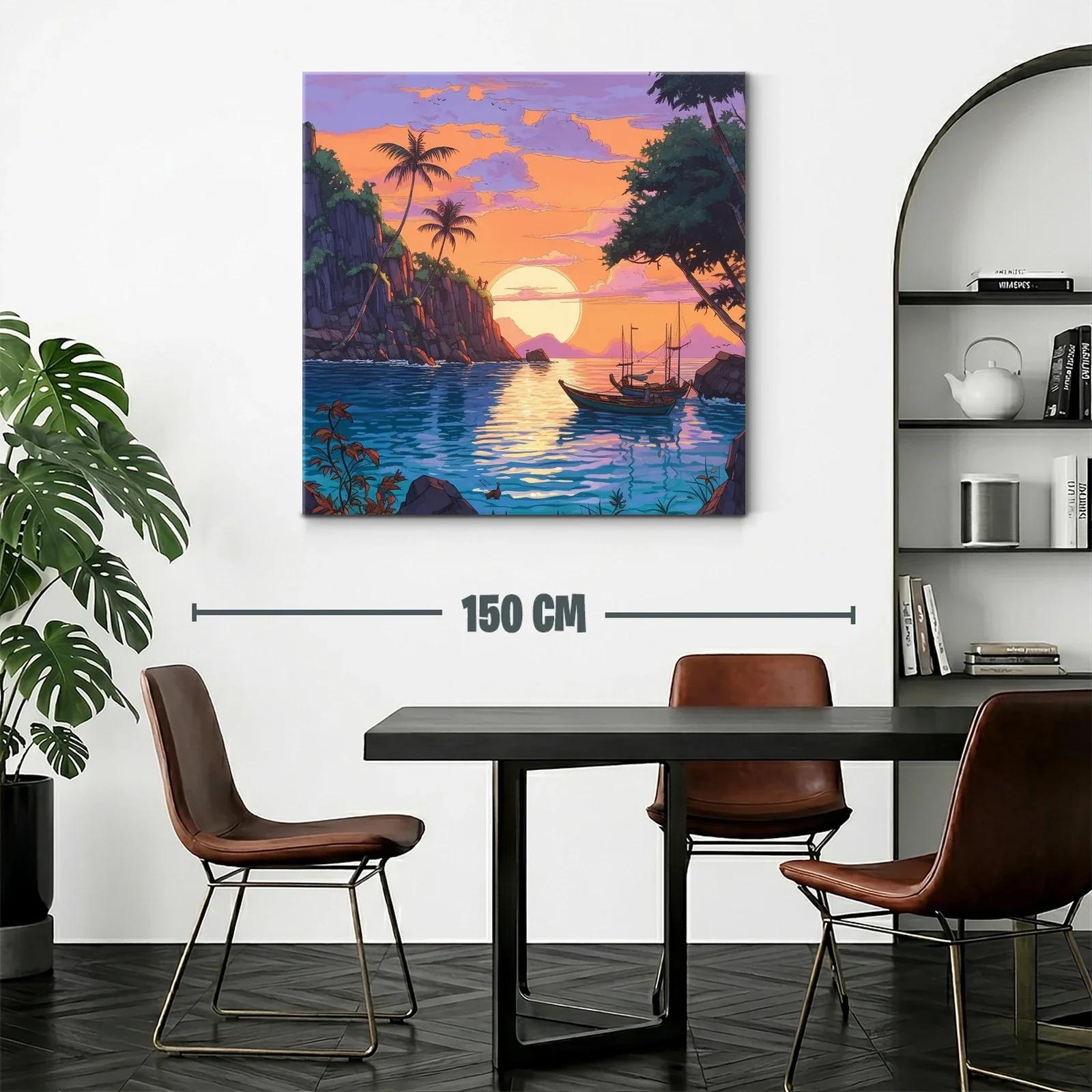 Atardecer tropical con barcas en paisajes serenos — miniatura 2