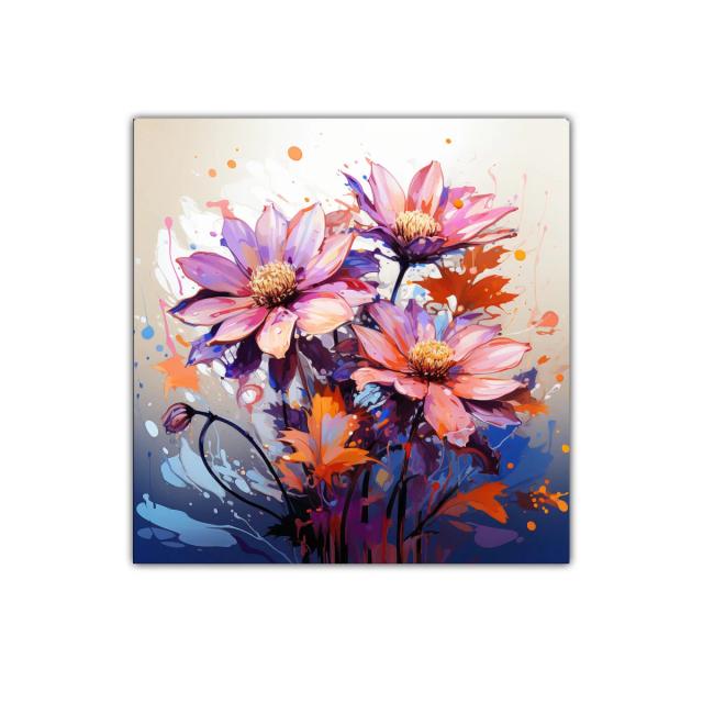 Vibrante composición floral con tonos rosas y naranjas