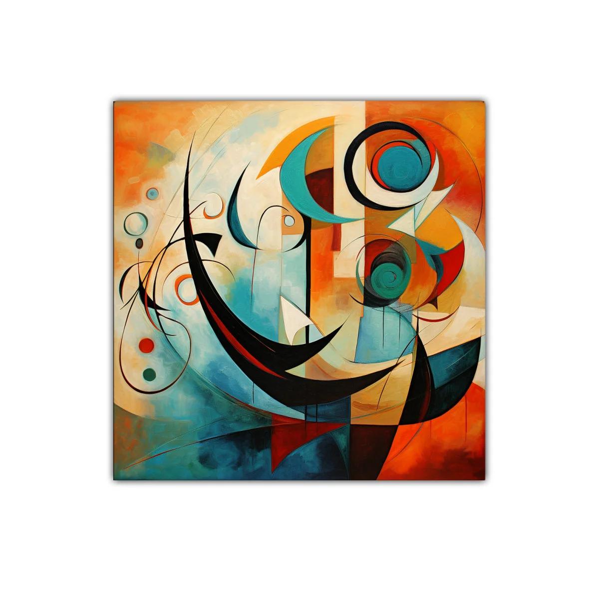 Cuadro abstracto con formas dinámicas y colores vibrantes — imagen principal
