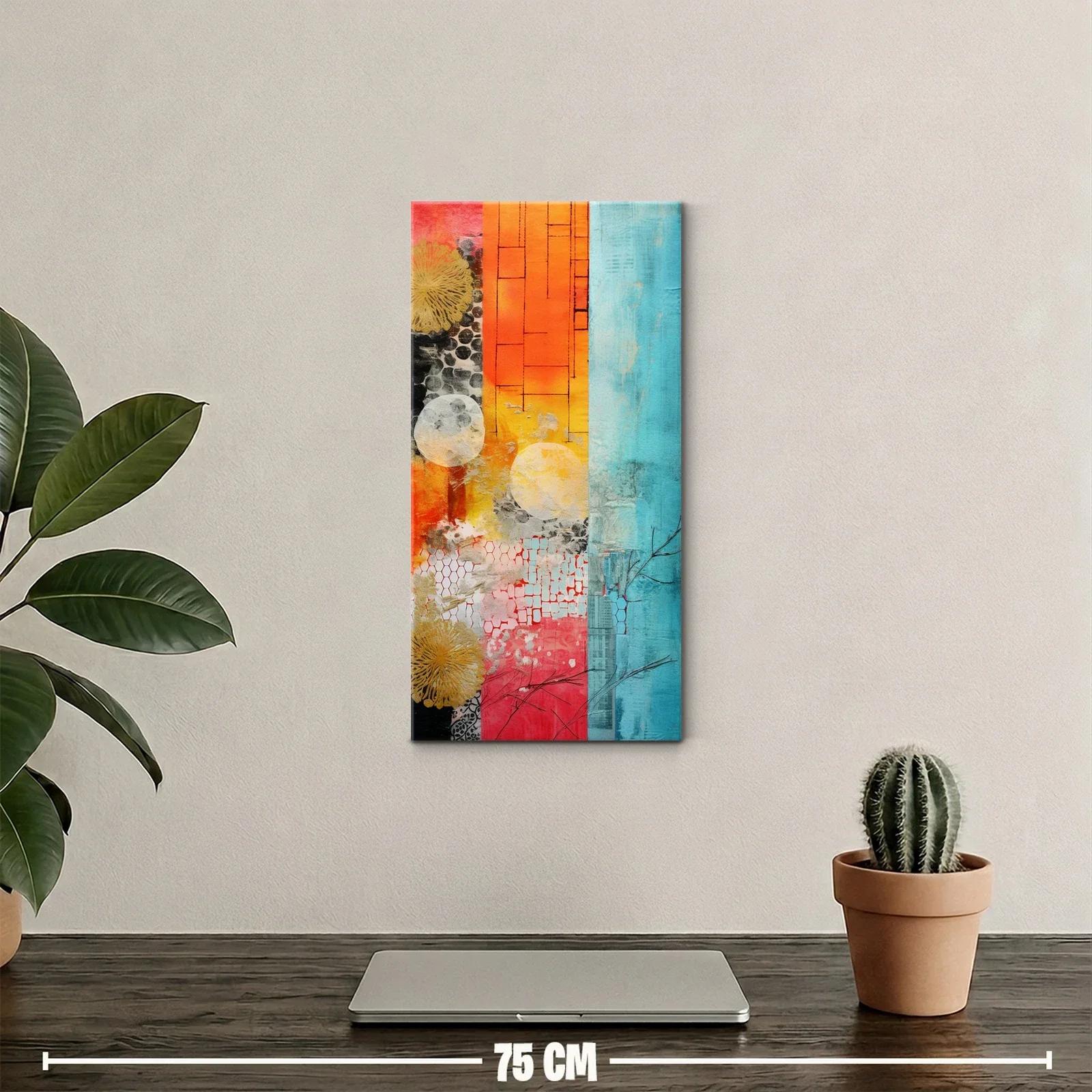 Cuadro abstracto en franjas de color con ramas finas — miniatura 2