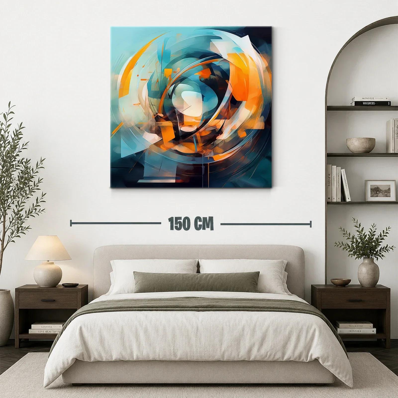 Composición abstracta en tonos naranja y azul vibrante — miniatura 3