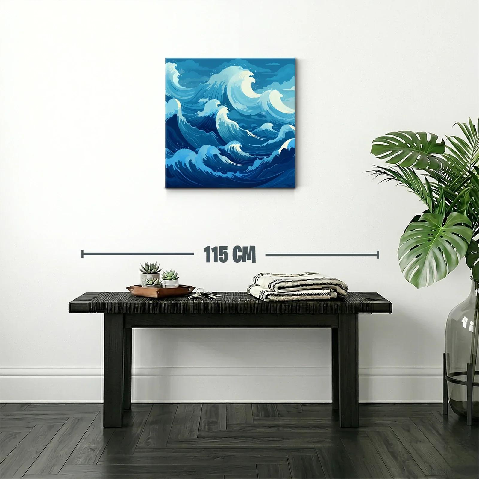 Dinámico cuadro de olas marinas en tonos azules vibrantes — miniatura 2