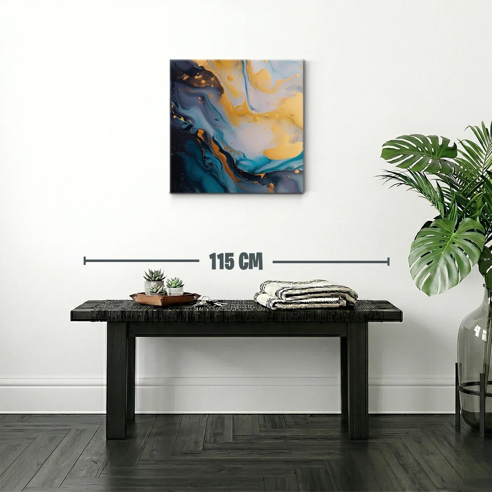 Cuadro Abstracto con Tonos Dorados y Azules Profundos — miniatura 2