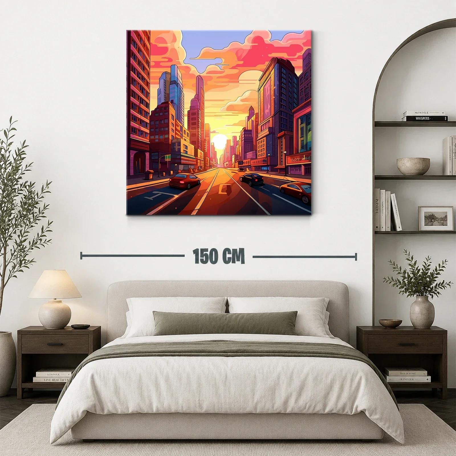 Atardecer vibrante en bulliciosa avenida urbana — miniatura 3