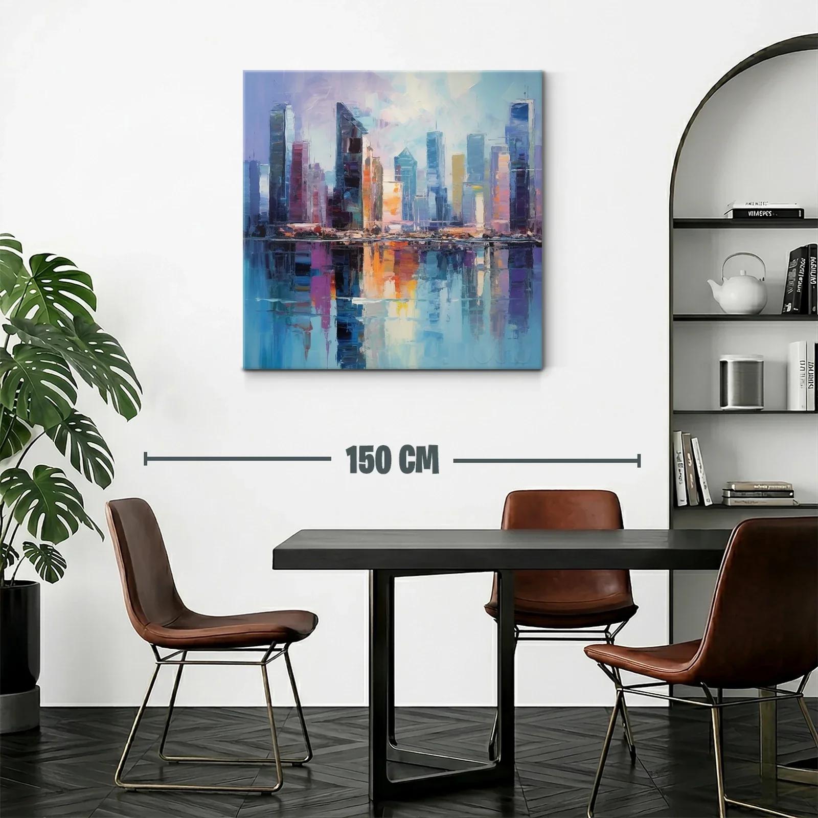 Paisaje urbano con reflejos vibrantes en la ciudad — miniatura 2