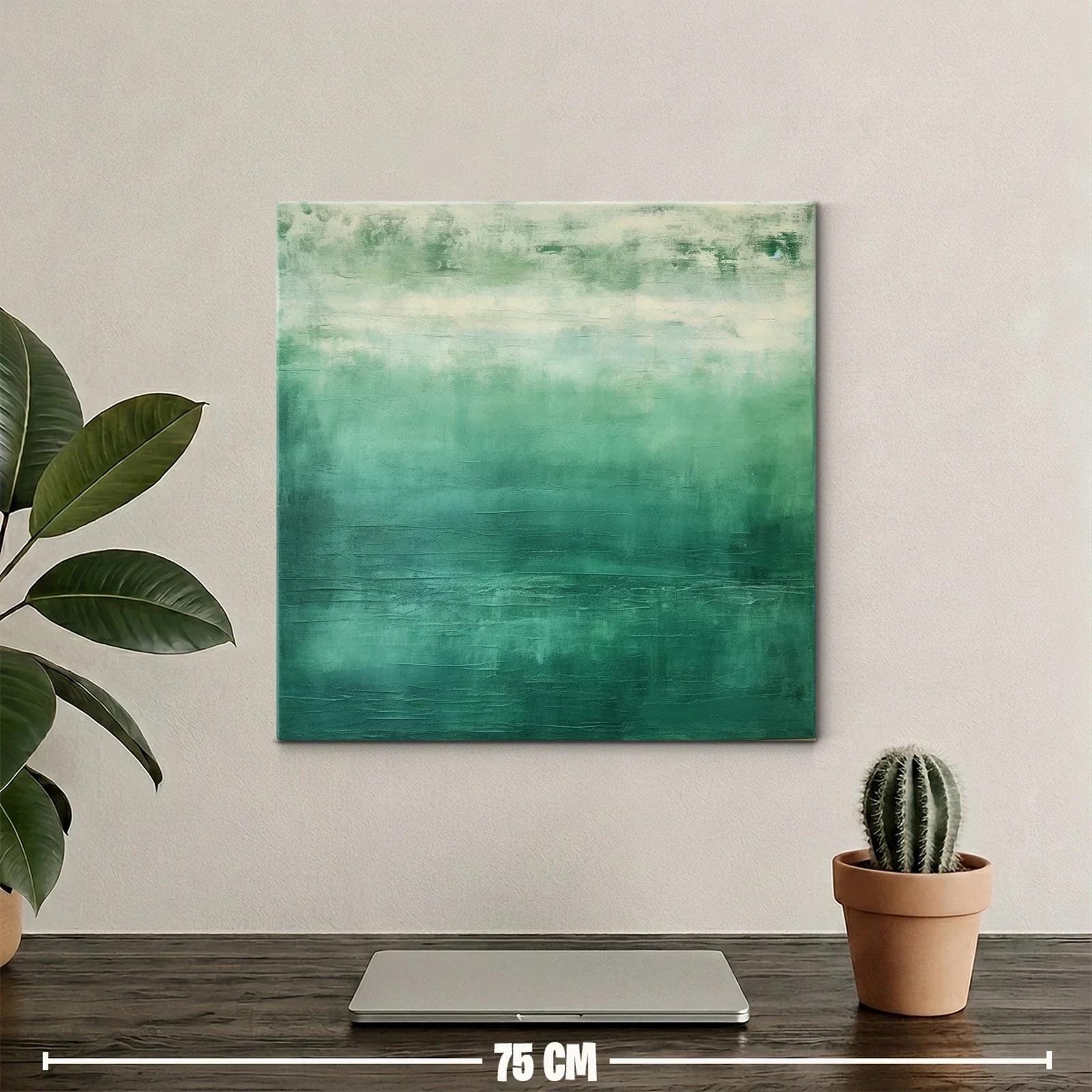 Cuadro abstracto en tonos verdes para ambientes modernos — miniatura 2