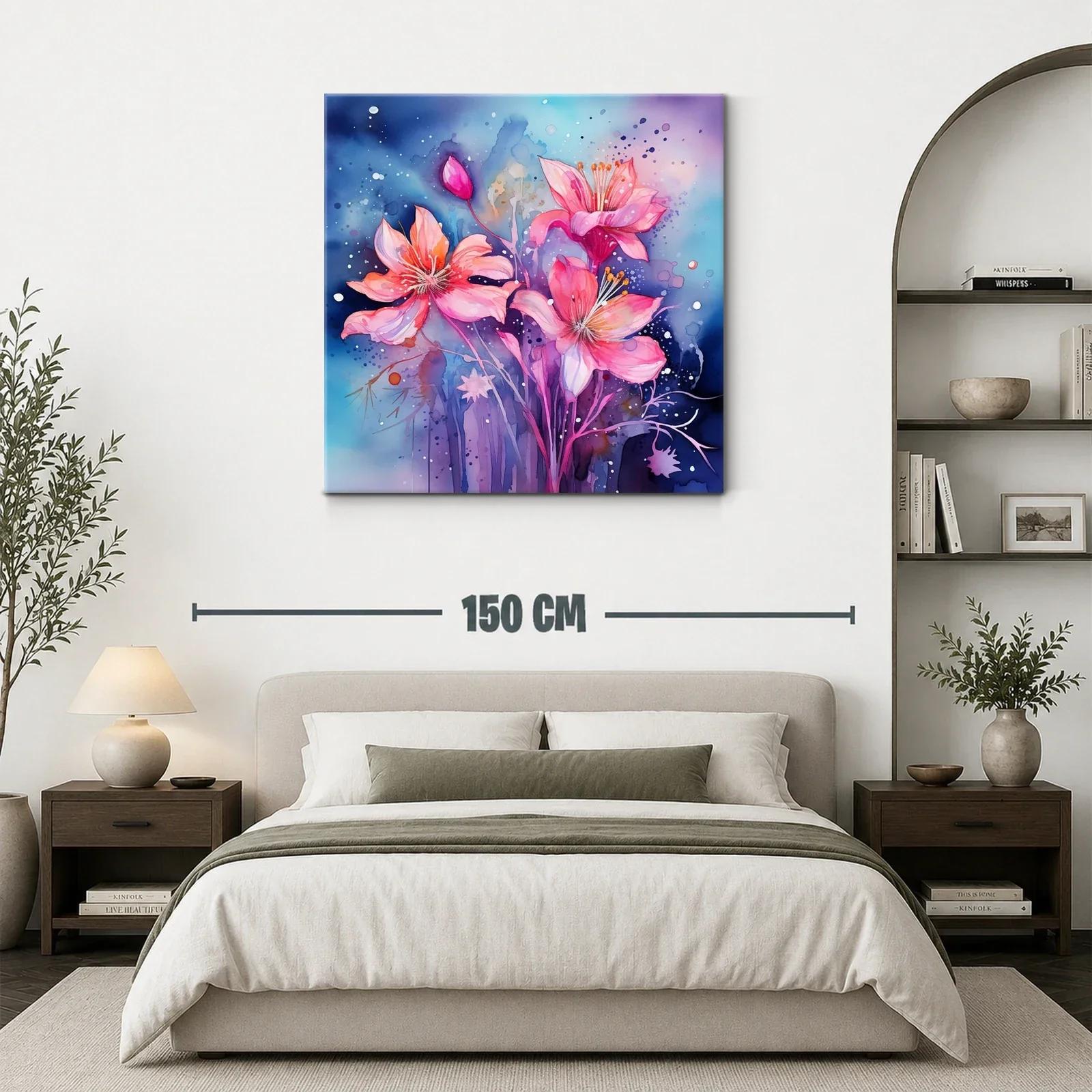 Flores vibrantes en tonos rosa y azul profundo — miniatura 3