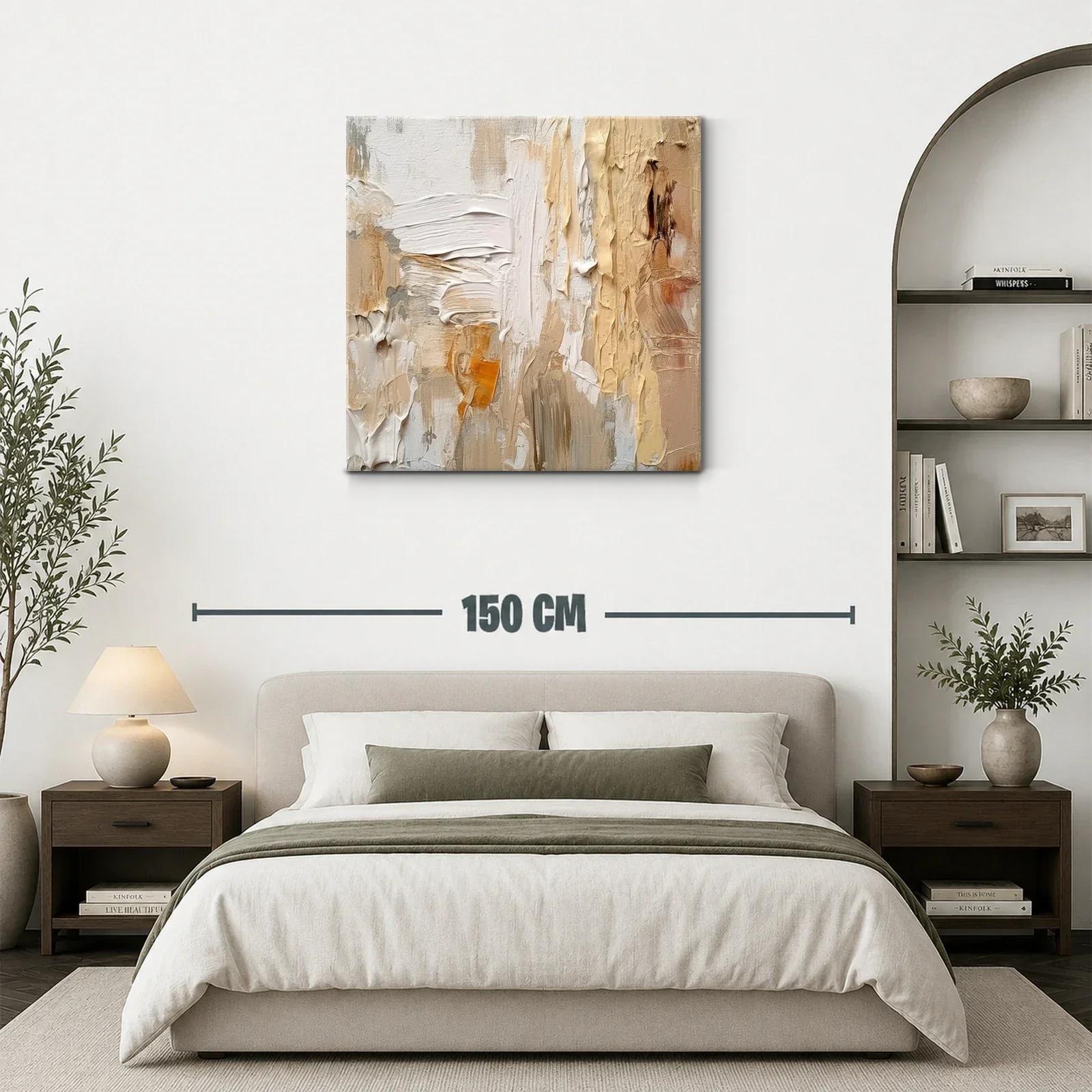 Cuadro abstracto en tonos tierra y beige texturizado — miniatura 3