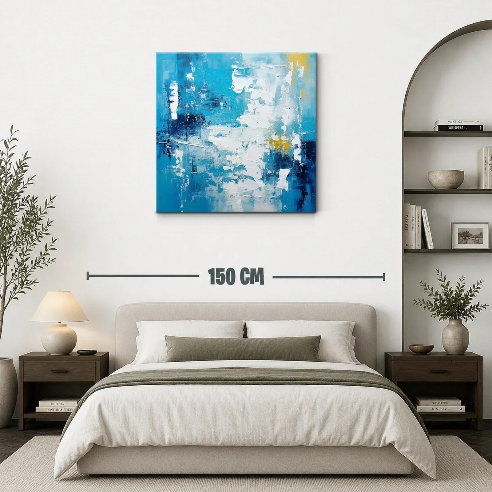 Cuadro abstracto con tonos azules y blancos vibrantes — miniatura 3