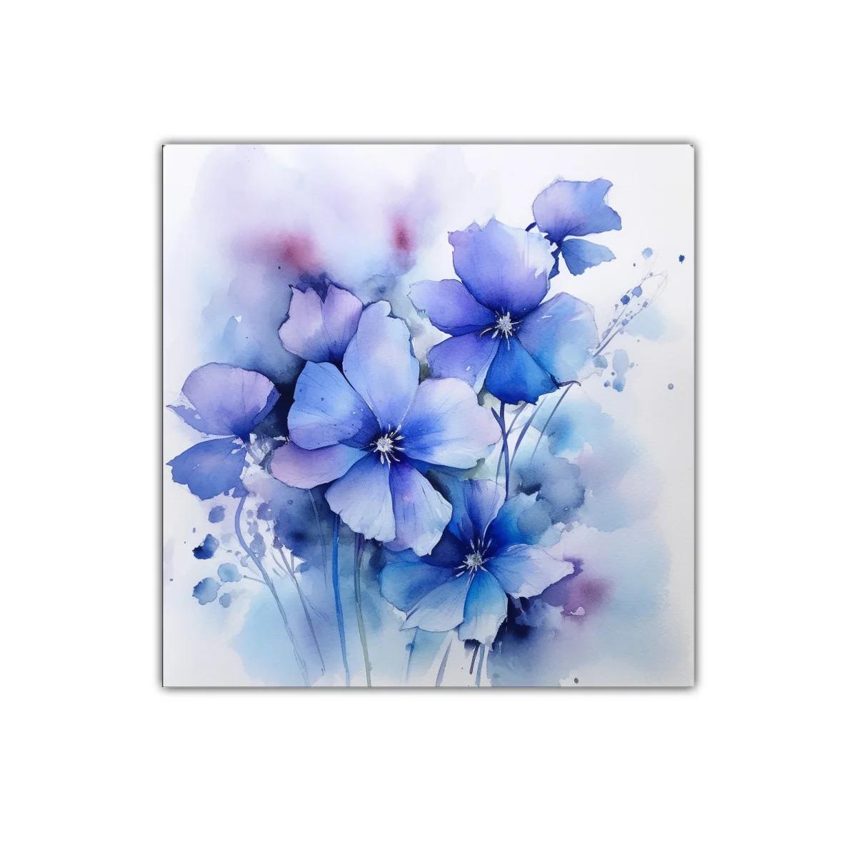 Flores azules en acuarela con tacto etéreo y delicado